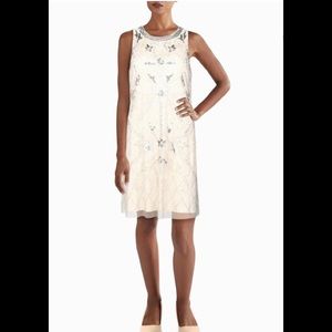 AIDAN MATTOX NWT sequined embellished cocktail dress size 0 color champagne.
